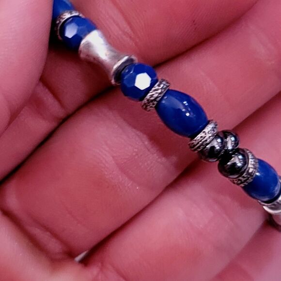 Alex and Ani Silver and Blue Beaded Bracelet - Picture 8 of 9